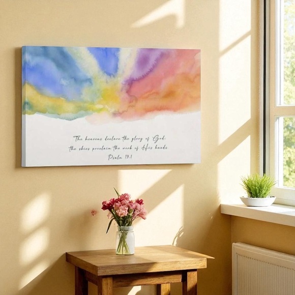 Heavens Declare Bible Verse Colorful Abstract Canvas Art, 12x18 - Picture 2 of 4